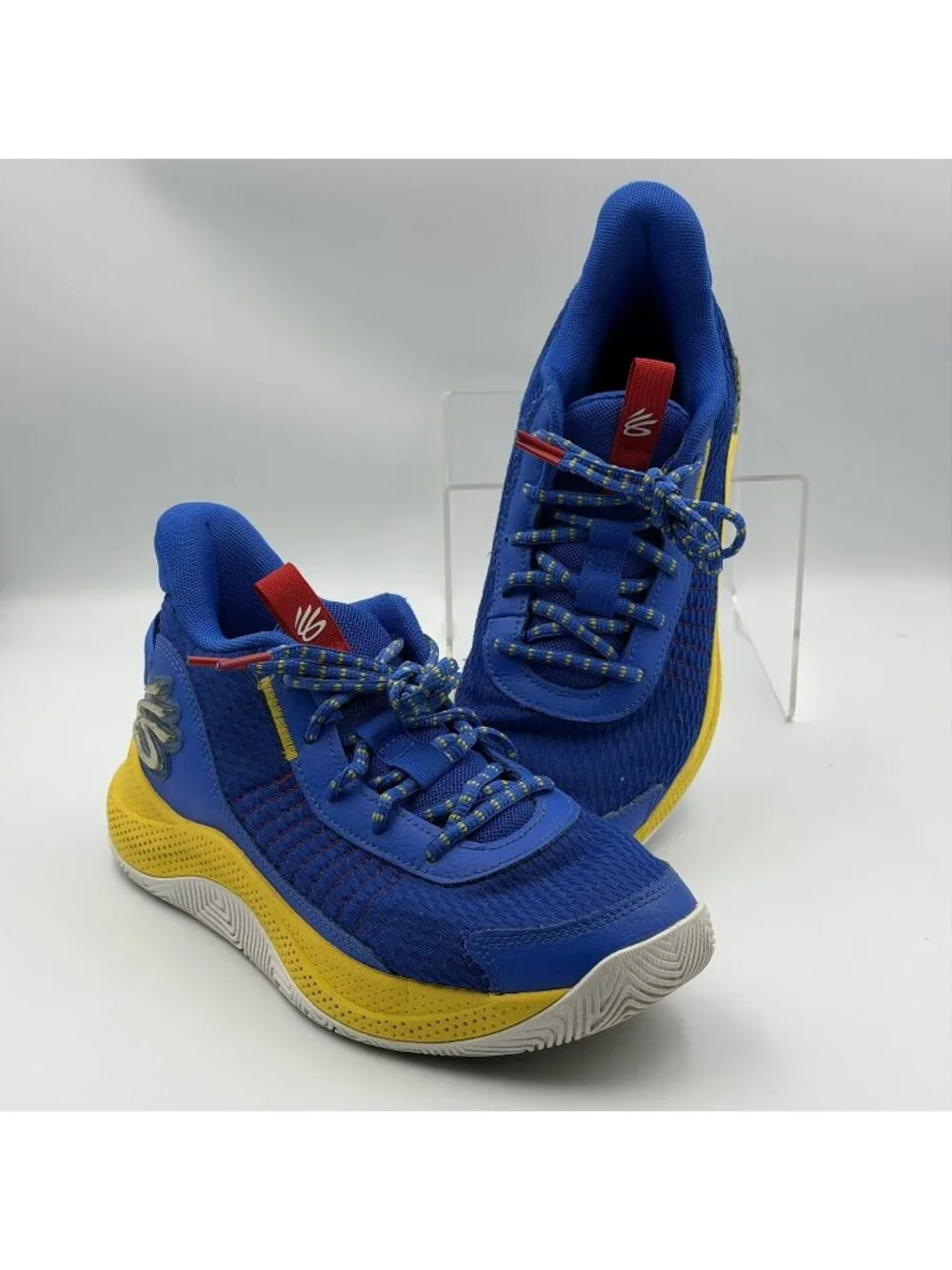 Under Armour Curry Flow 8 Youth Kids Basketball Shoes Blue Yellow Size 6Y